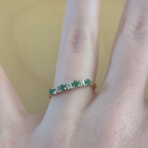Emerald and Diamond Gold Ring Sz 9